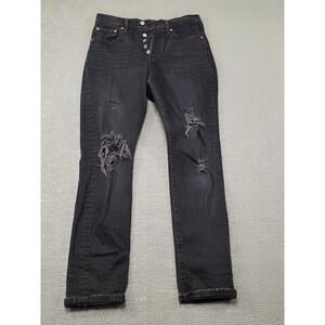 Levi's‎ Premium 501 Black Distressed Button Fly Jeans Women's W25 L28